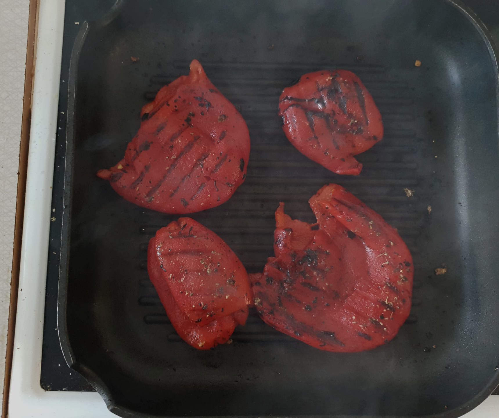 Frying the peppers