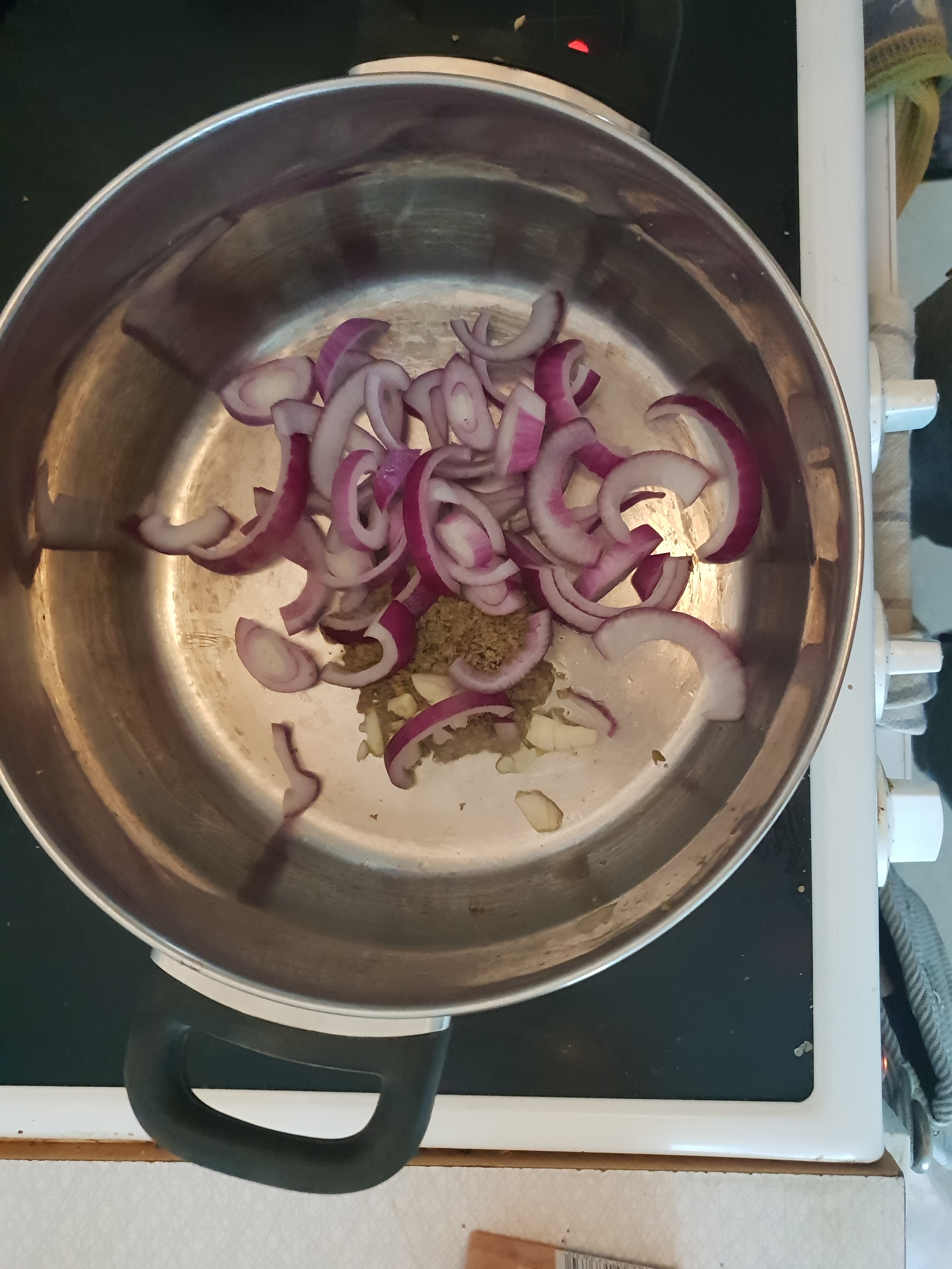 Frying the onion
